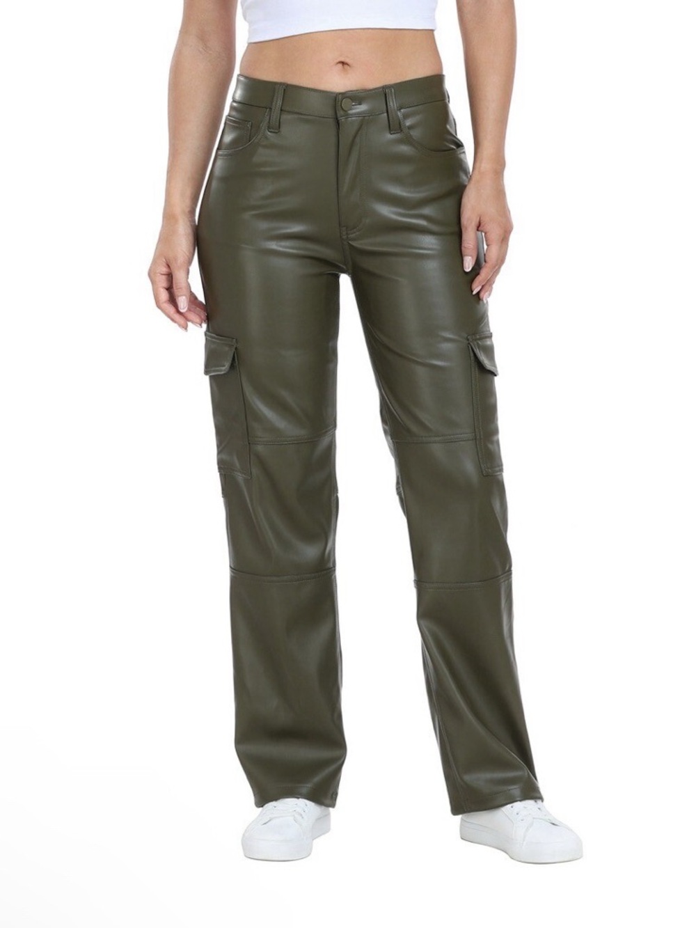 TGLA Women's Vegan Leather Cargo Straight Leg Pants - SZ 25